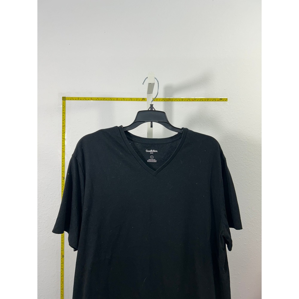 Goodfellow & Co Mens V-Neck T-Shirt Black Short Sleeve Cotton Blend Size XL‎